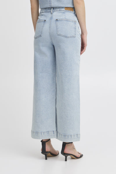 Ichi Women’s IHARMIOS High Waisted Pants in Light Blue Washed
