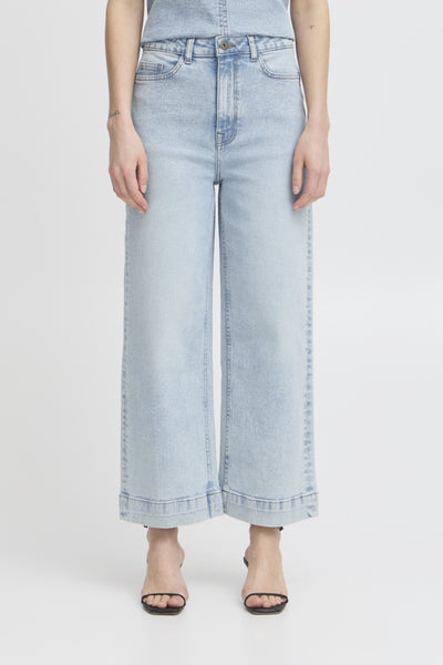 Ichi Women’s IHARMIOS High Waisted Pants in Light Blue Washed