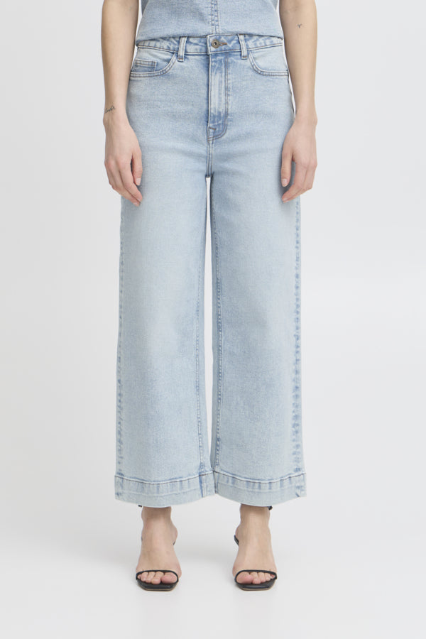 Ichi Women’s IHARMIOS High Waisted Pants in Light Blue Washed