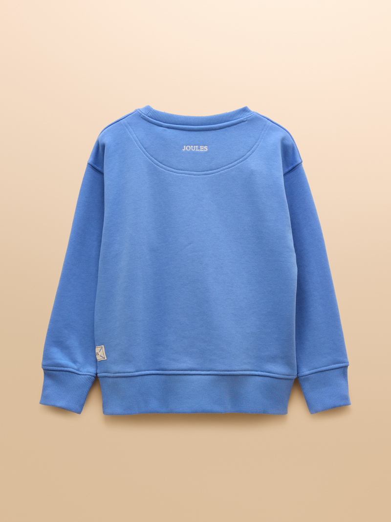 Joules Kids Sundaze Blue Crew Neck Slogan Sweatshirt