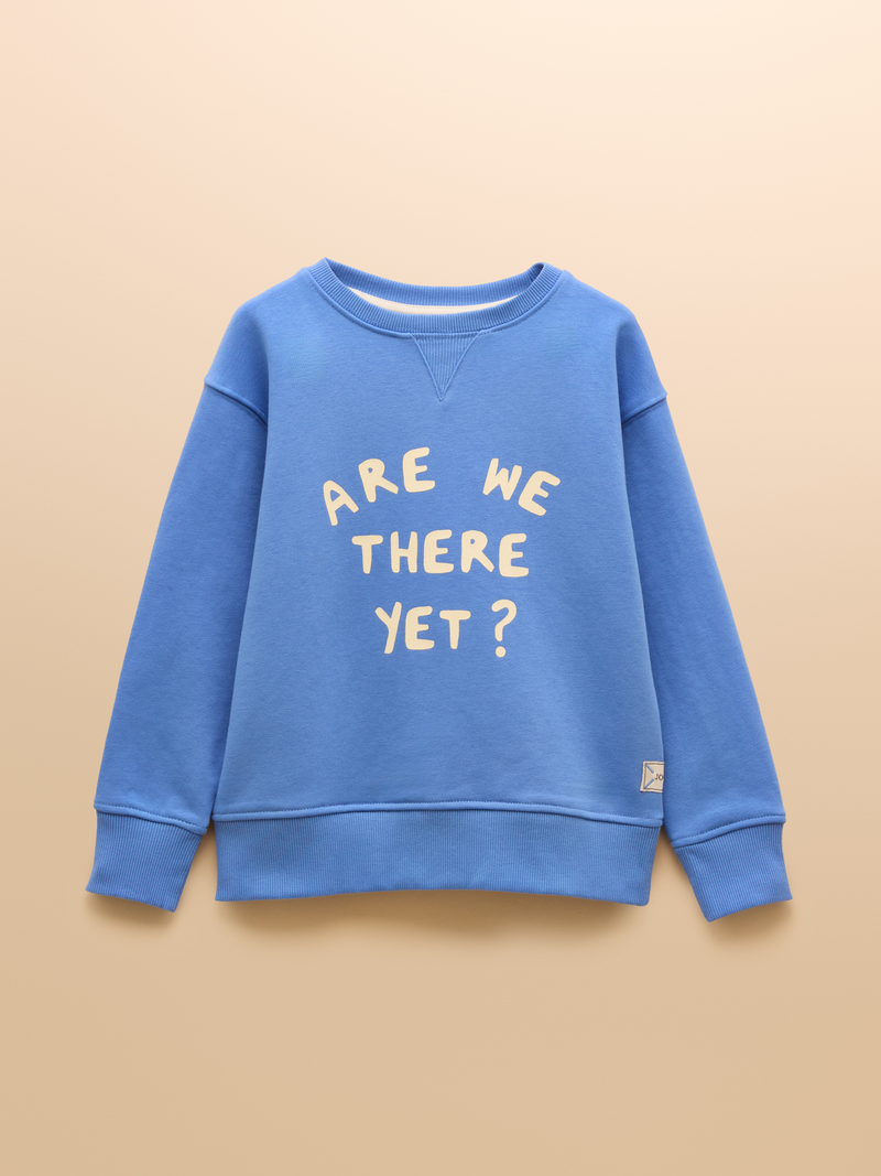 Joules Kids Sundaze Blue Crew Neck Slogan Sweatshirt