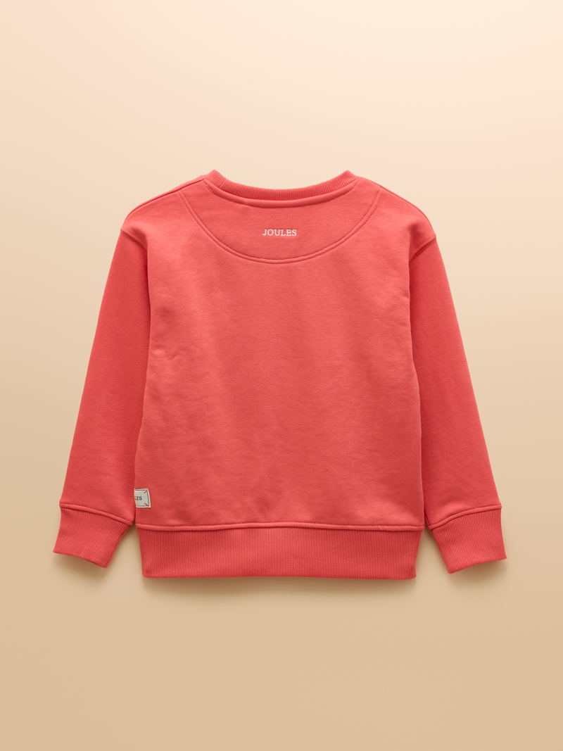Joules Kids Sundaze Red Crew Neck Slogan Sweatshirt