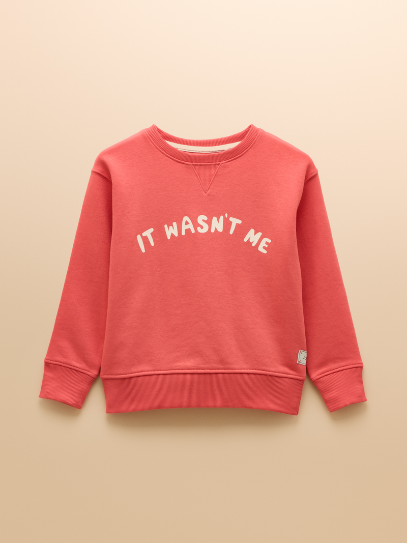 Joules Kids Sundaze Red Crew Neck Slogan Sweatshirt