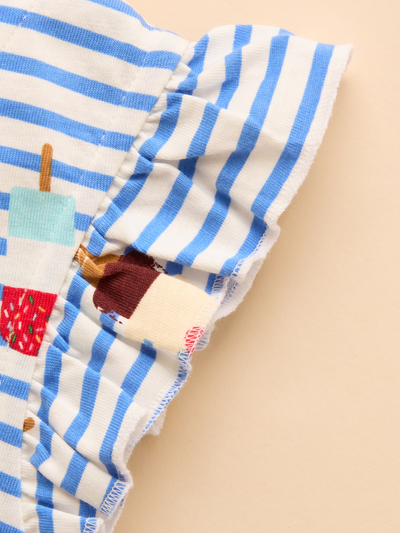 Joules Kids Butterly Blue Print Frill Sleeve Dress