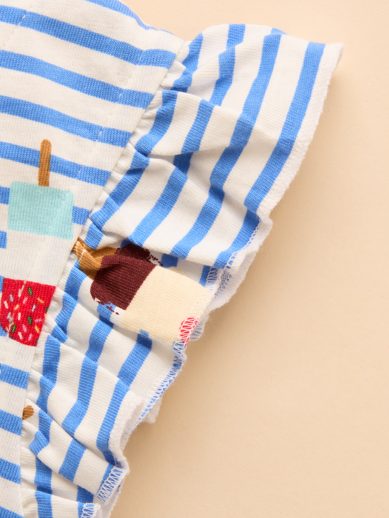 Joules Kids Butterly Blue Print Frill Sleeve Dress
