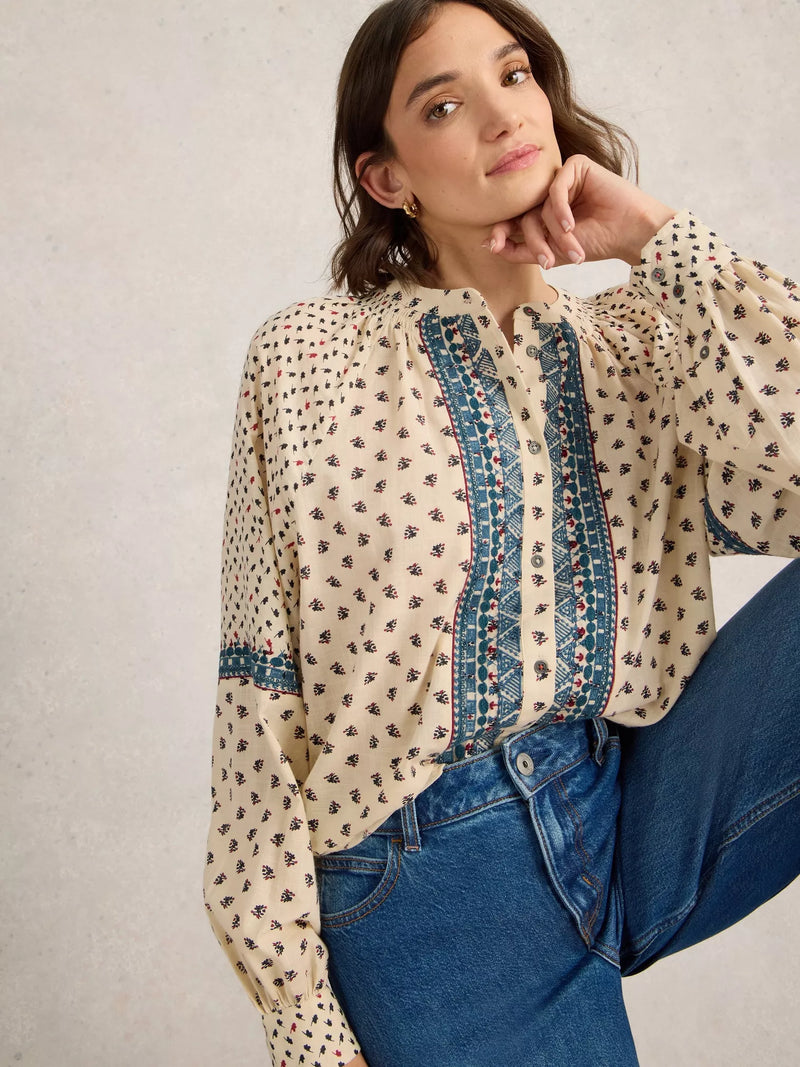 White Stuff Women’s Ari Embroidered Shirt in Ivory MLT