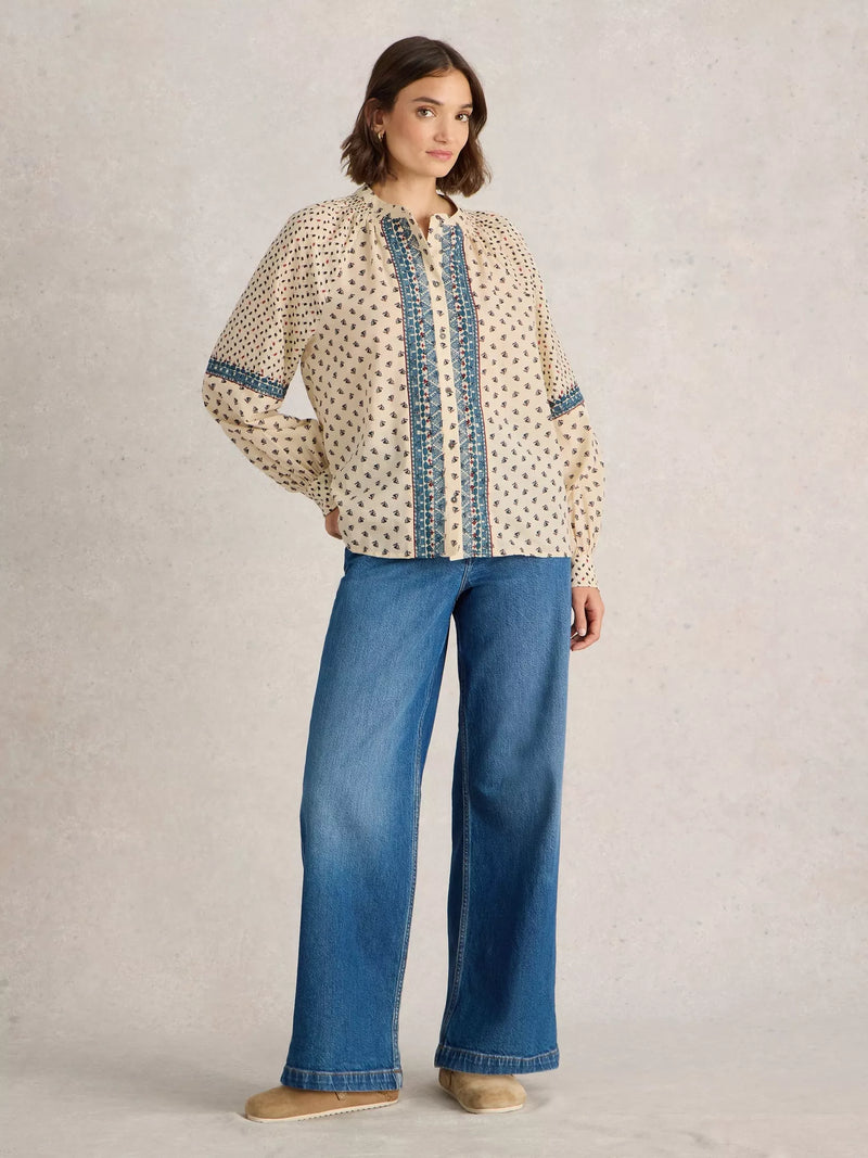 White Stuff Women’s Ari Embroidered Shirt in Ivory MLT