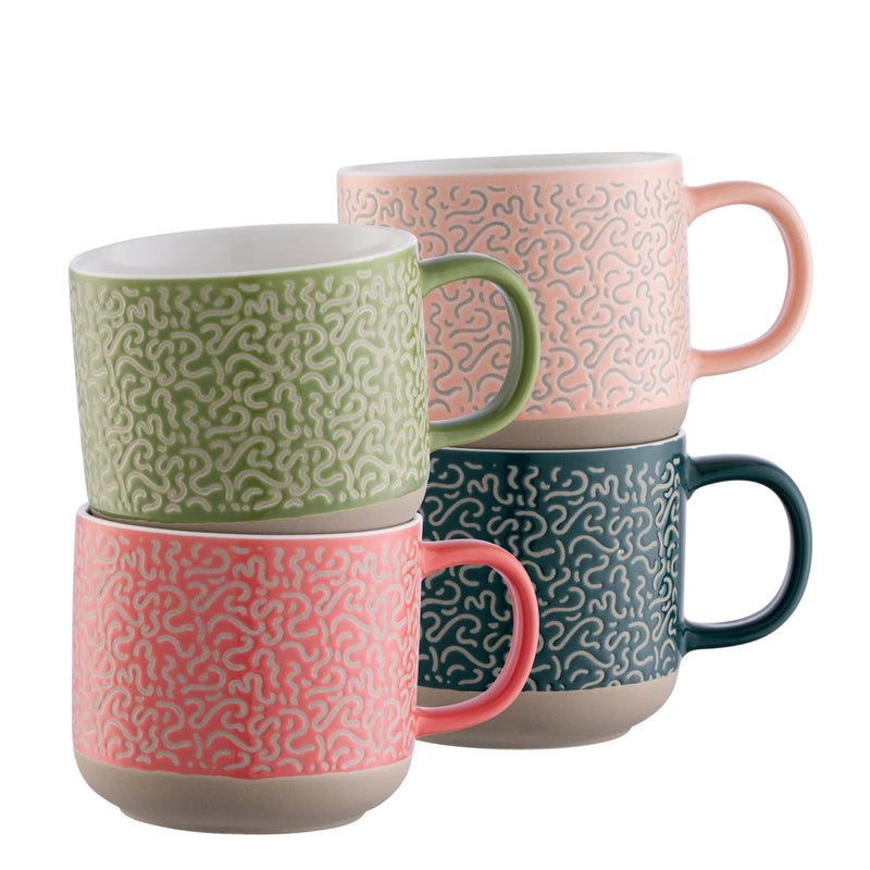 Belleek Living Squiggle Mugs Set of 4