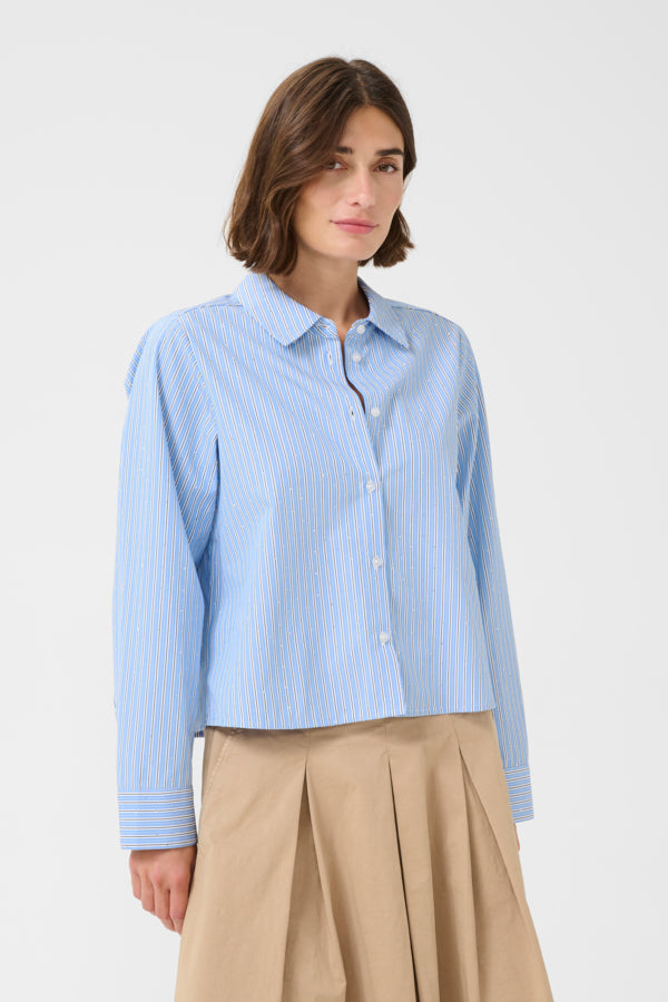 Culture Women’s CUdaimi Short Shirt in Blue/White Stripe, Daimi