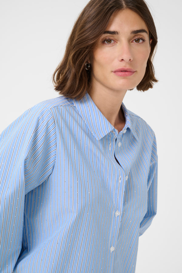 Culture Women’s CUdaimi Short Shirt in Blue/White Stripe, Daimi