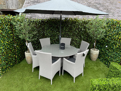 Venetian 6 Seater Round Rattan Dining Set Aluminium Frame