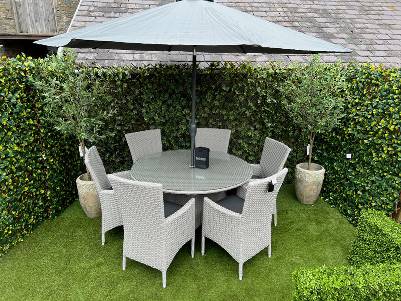 Venetian 6 Seater Round Rattan Dining Set Aluminium Frame