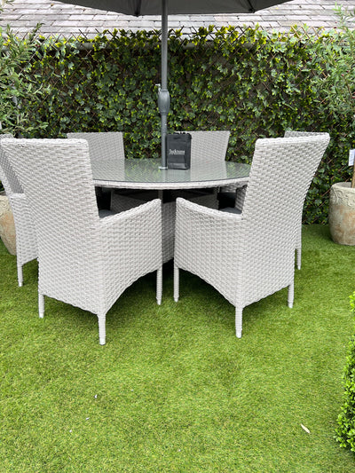 Venetian 6 Seater Round Rattan Dining Set Aluminium Frame