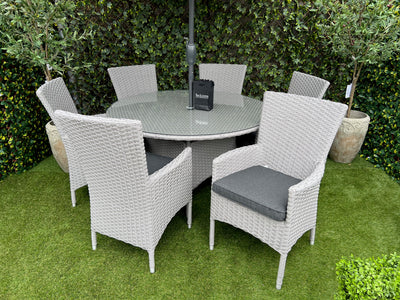 Venetian 6 Seater Round Rattan Dining Set Aluminium Frame