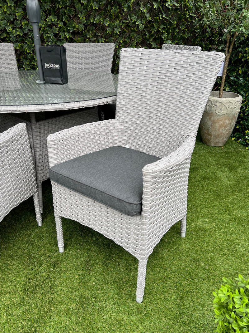 Venetian 6 Seater Round Rattan Dining Set Aluminium Frame