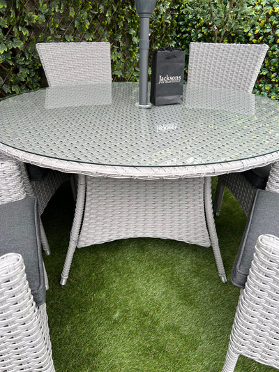 Venetian 6 Seater Round Rattan Dining Set Aluminium Frame