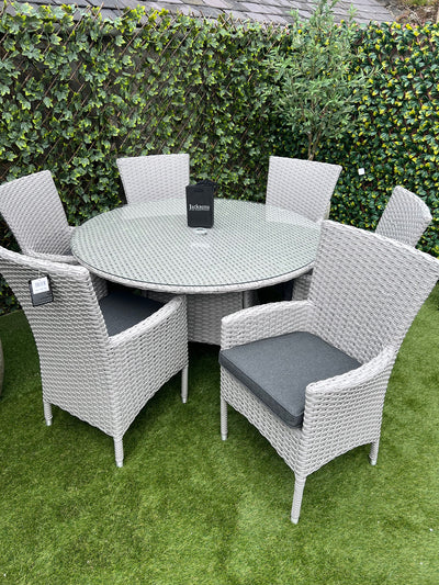 Venetian 6 Seater Round Rattan Dining Set Aluminium Frame