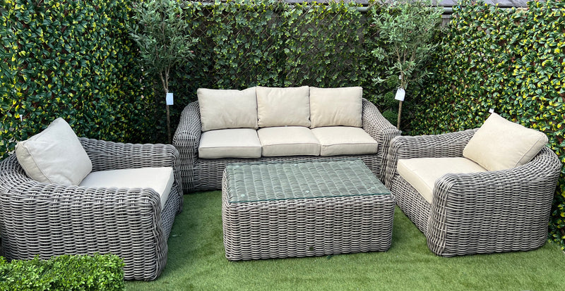 Maldives Large Lounge Set With 2 Armchairs, 3 Seater Sofa and Large Coffee Table