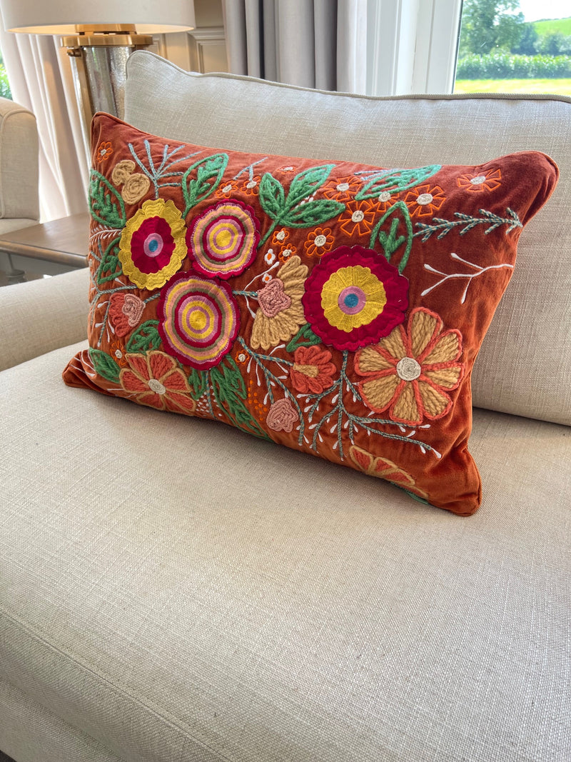 Embroidered Dorian Spice Cushion 60cm x 40cm