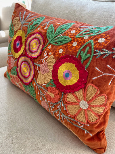 Embroidered Dorian Spice Cushion 60cm x 40cm