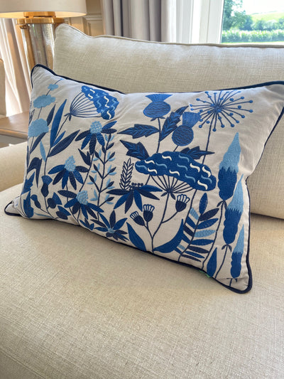 Embroidered Bluebell Cushion 60cm x 40cm