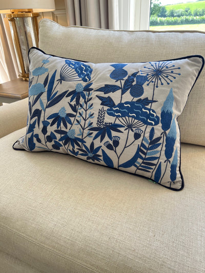 Embroidered Bluebell Cushion 60cm x 40cm