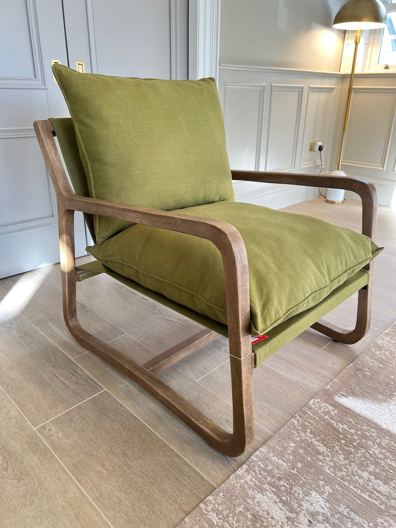 Ella Solid Wood Myrah Green Large Chair