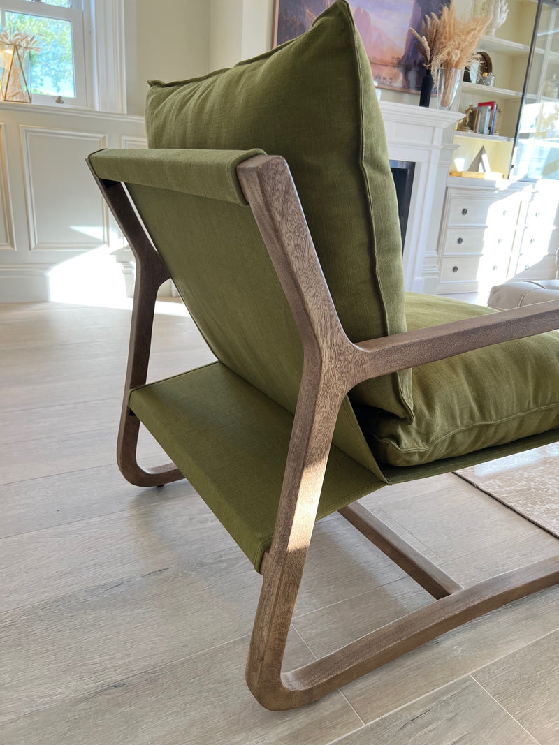 Ella Solid Wood Myrah Green Large Chair