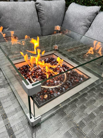 BUNDLE DEAL! Santorini Fire Pit Corner Sofa Set and Hartman Premium Como 3m x 3m Pergola