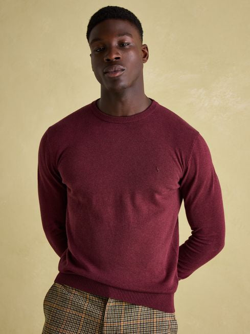 Joules Jarvis Burgundy Red Crew Neck Jumper