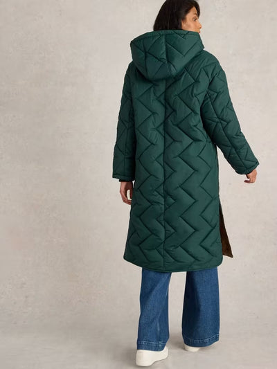 White Stuff Ladies Sloane Quilted Coat in Dark Green