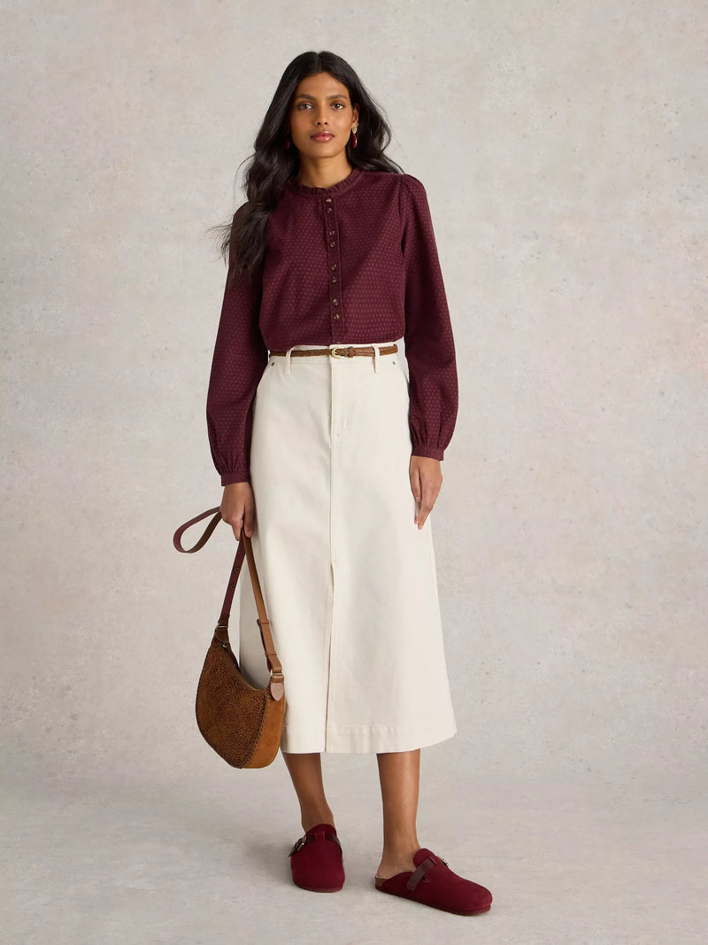 White Stuff Daria Cord Spot Shirt in mid plum