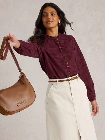 White Stuff Daria Cord Spot Shirt in mid plum