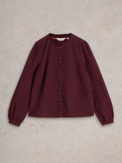 White Stuff Daria Cord Spot Shirt in mid plum