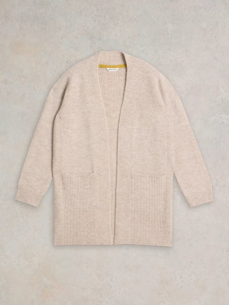 White Stuff Erin Longline Cardi in light natural