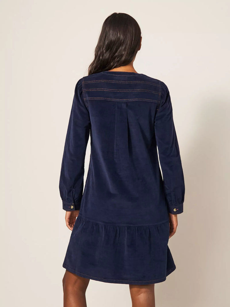 White Stuff Norma Cord Dress in dark navy