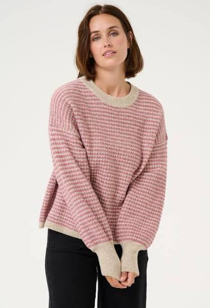 Kaffe Kaellery Feather Beige/Rose Oversized Knitted Pullover