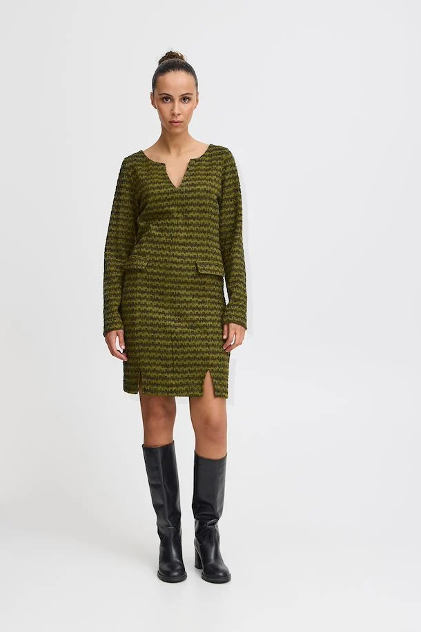 Ichi IHKate Mosley Dress in mayfly stripe jacquard print