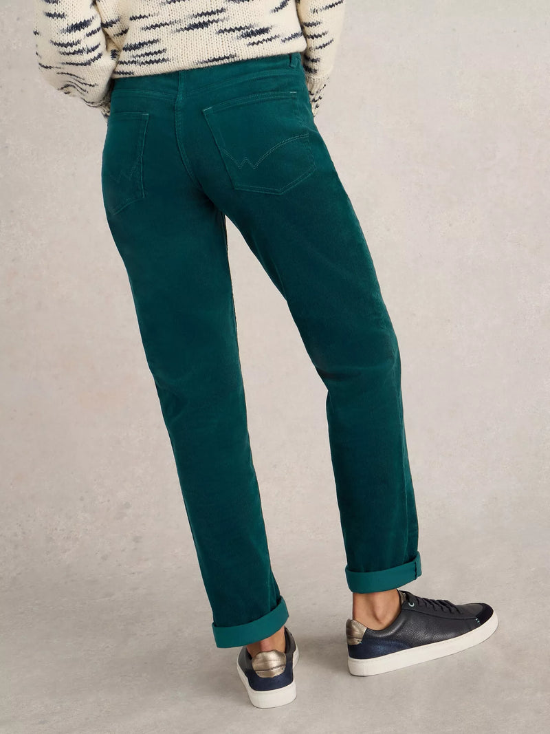 White Stuff Brooke Straight Cord Trouser in Dark Green