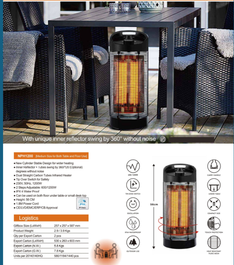 Table Top Heater Black Revolving Table Heater Electric Large