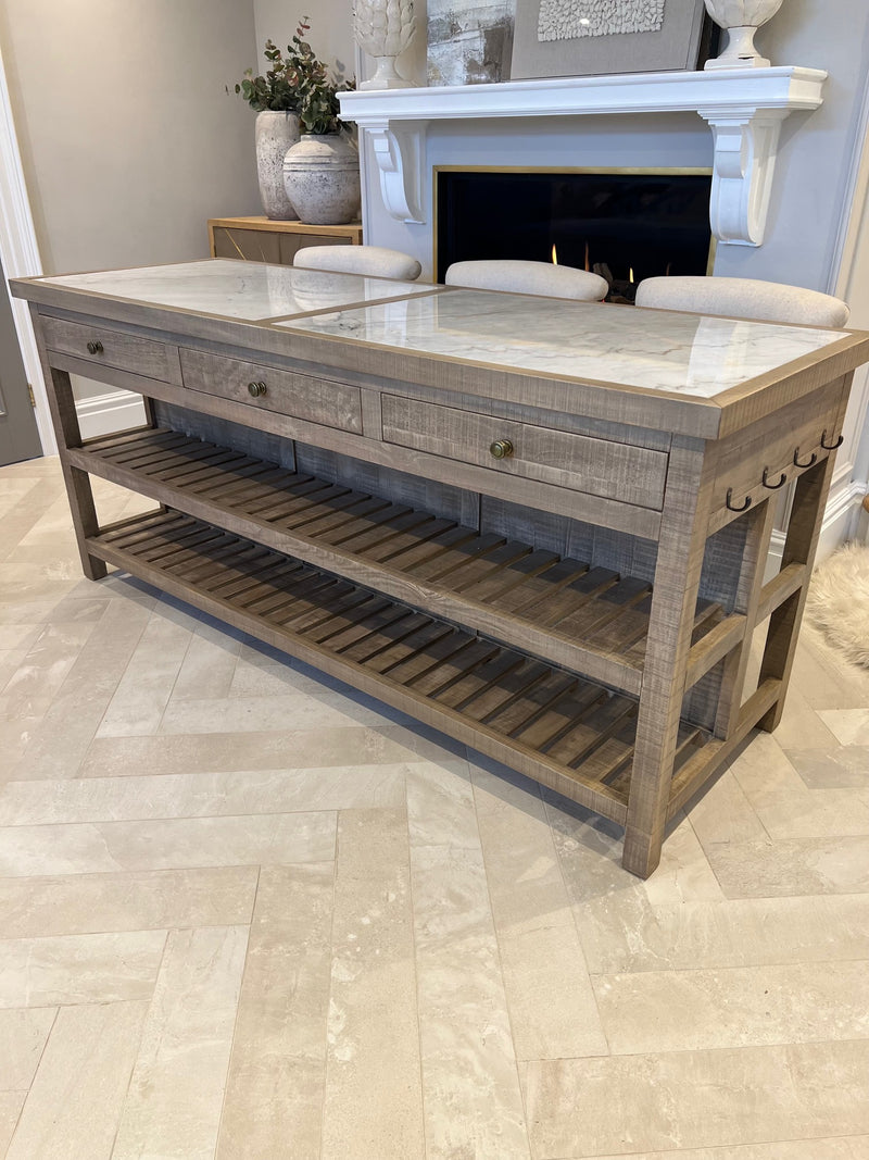 Banff Marble Top Large Kitchen Island