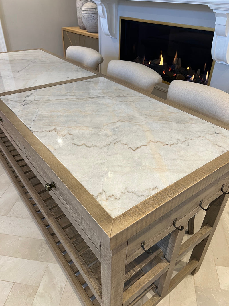 Banff Marble Top Large Kitchen Island