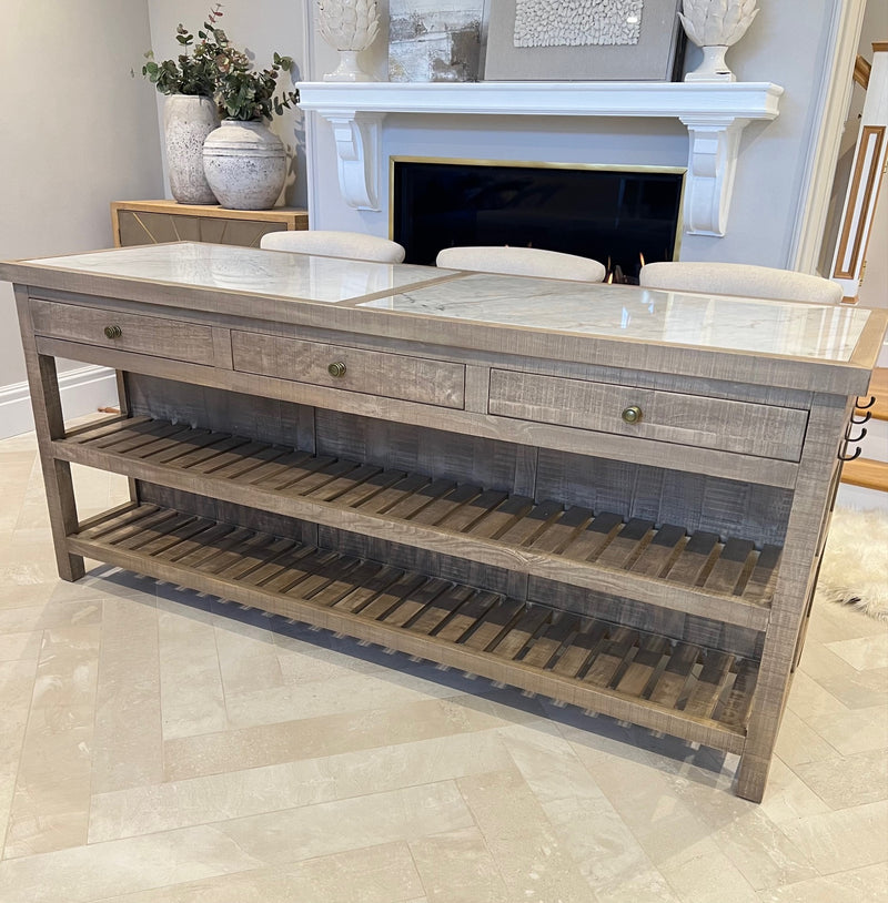 Banff Marble Top Large Kitchen Island