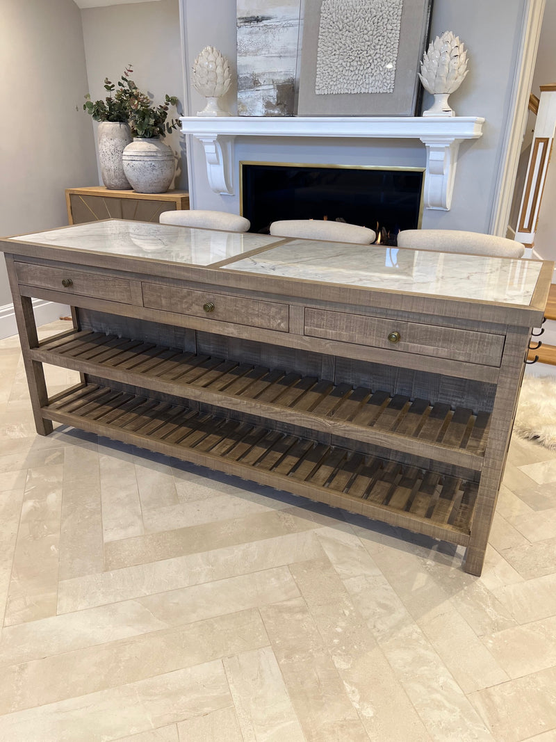 Banff Marble Top Large Kitchen Island