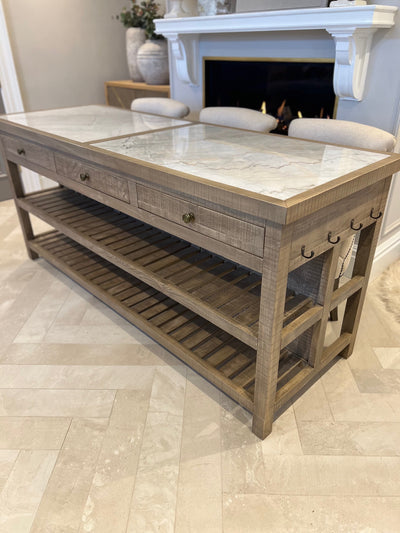 Banff Marble Top Large Kitchen Island