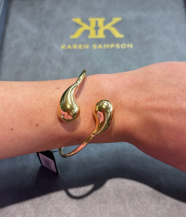 Karen Sampson Ladies Bangle Open Cuff Teardrop J12148 gp