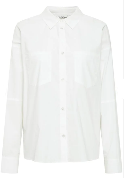 Pulz Jeans Women’s PZJulle BoxSleeve Shirt in Bright White, Julle