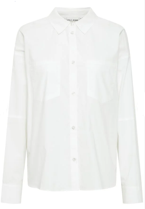 Pulz Jeans Women’s PZJulle BoxSleeve Shirt in Bright White, Julle