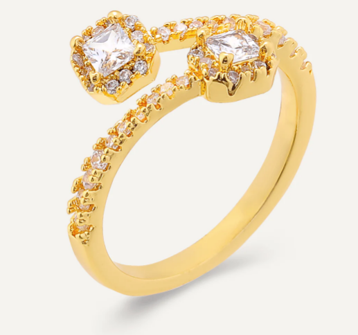 D&X Kylie Cubic Zirconia Open Ring In Gold-Tone Assorted