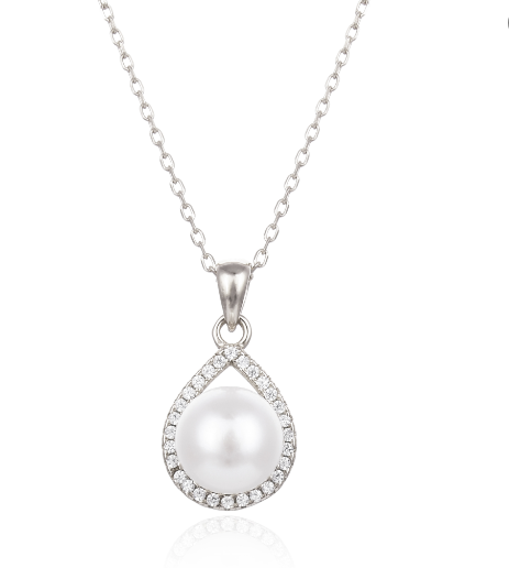 Kilkenny Silver Pearl Teardrop Necklace L3202